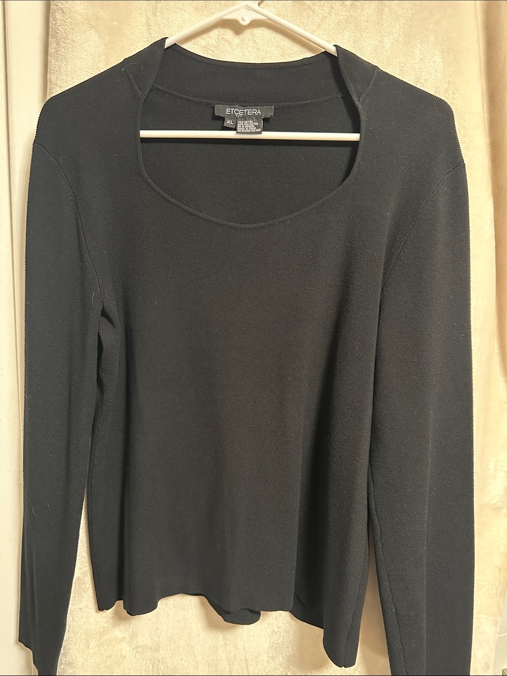 Etcetera Black Long-Sleeve Scoop Neck Sweater